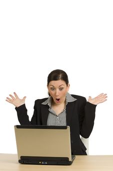 Pretty Woman Suprised Looking At Laptop Stock Images Pretty Woman Suprised Looking At Laptop Stock Images