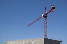 Red Construction Crane Stock Photo