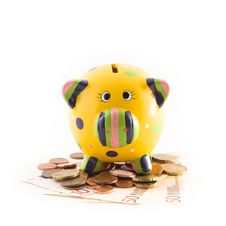 Piggy Bank With Money Royalty Free Stock Image