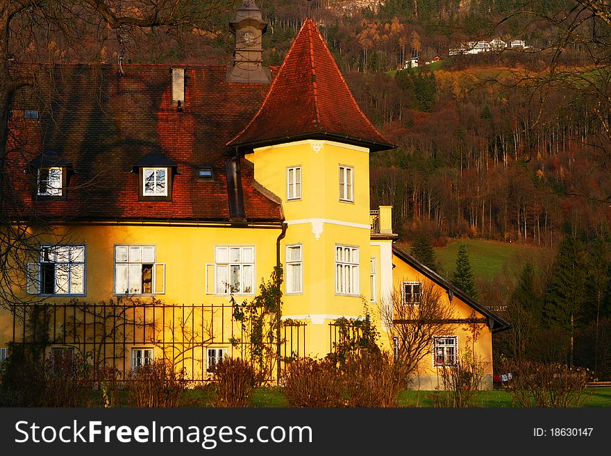 A Yellow Castle in Salzburg, south Austria. A Yellow Castle in Salzburg, south Austria