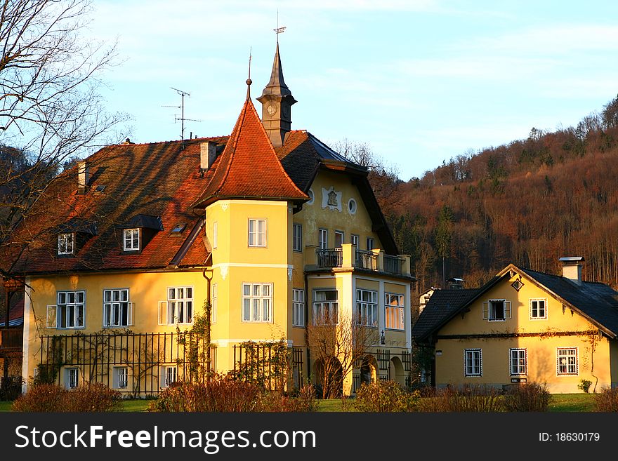 A Yellow Castle in Salzburg, south Austria. A Yellow Castle in Salzburg, south Austria