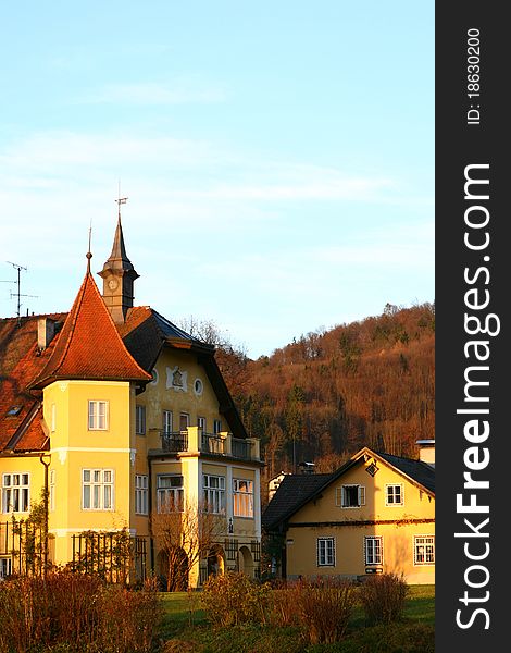 A Yellow Castle in Salzburg, south Austria. A Yellow Castle in Salzburg, south Austria