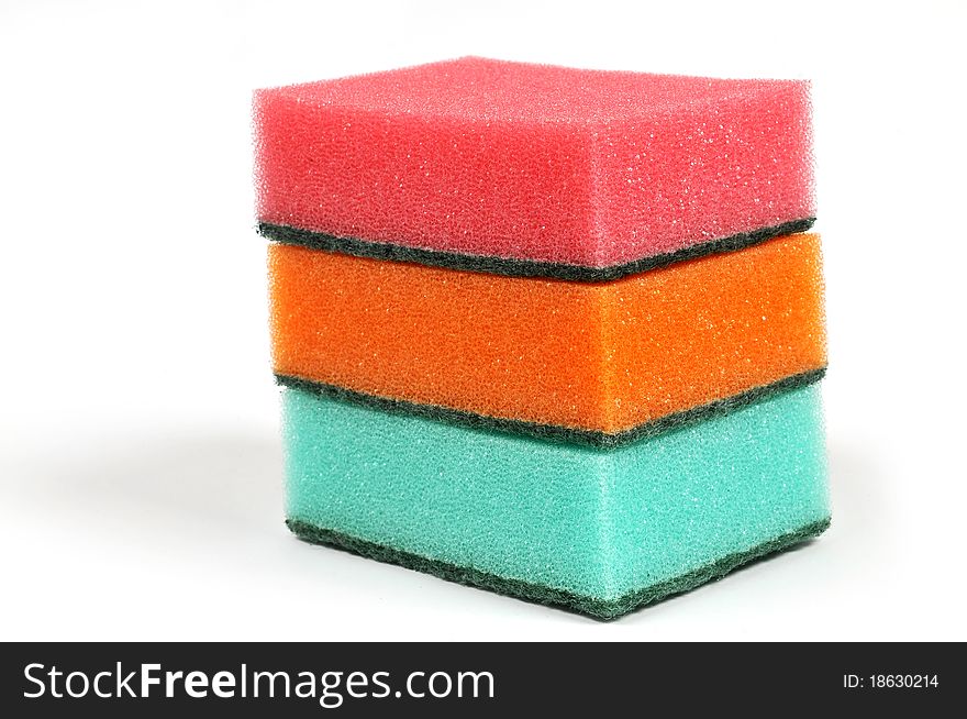 Color sponges on white backgraund
