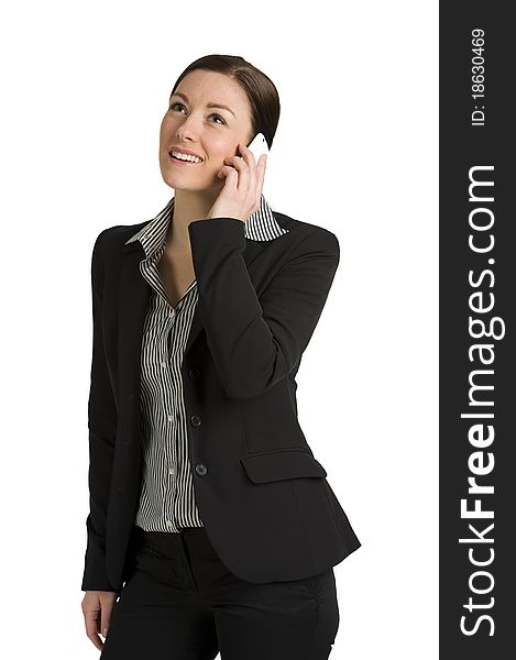 Pretty Young Businesswoman With Mobile Phone Call
