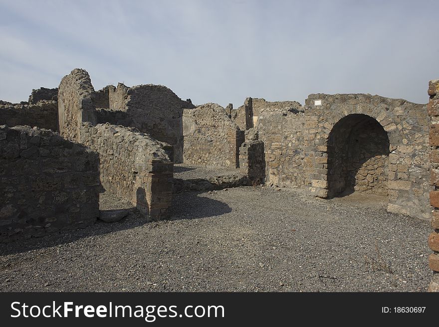 Pompei, roman ruins in Naples, Italy, at rotts of Vesuvio. Pompei, roman ruins in Naples, Italy, at rotts of Vesuvio