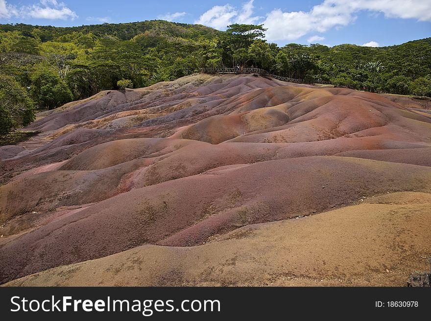 Natural phenomena of the coloured Earth at Chamarel Mauritius.