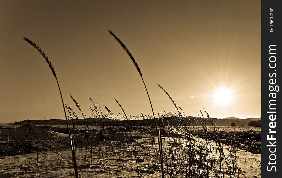 Landscape of silent ocean in Russia