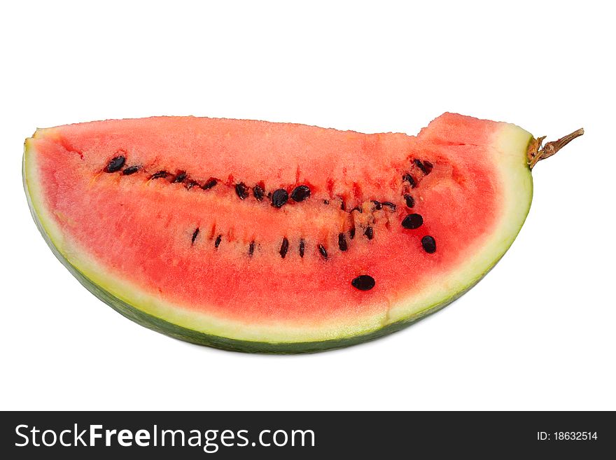 Ripe watermelon cut in isolation on a white background
