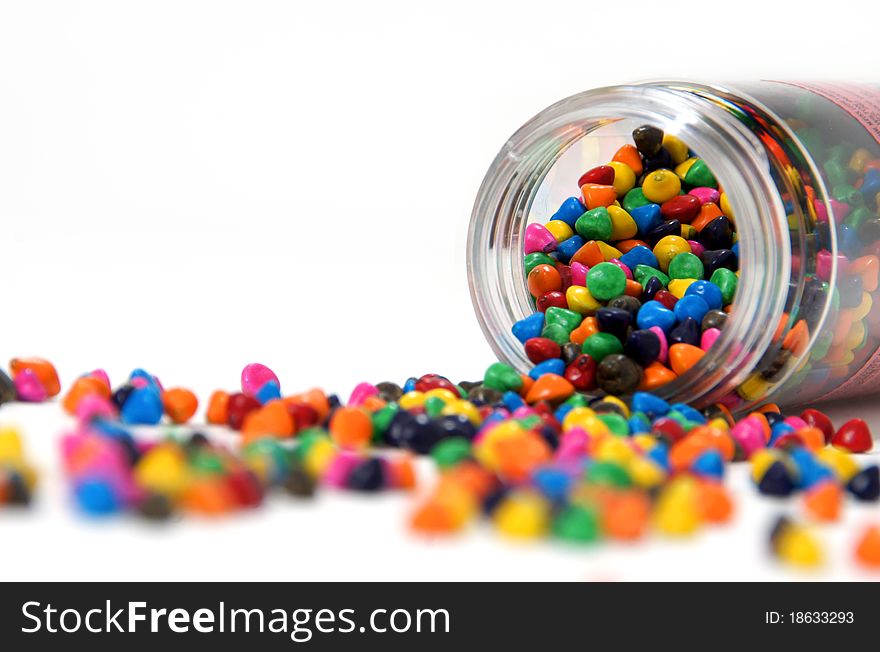 Decorative colorful cake or cookie sprinkles in a jar. Decorative colorful cake or cookie sprinkles in a jar