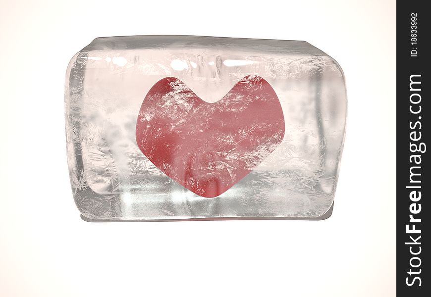 Heart has frozen in an ice piece