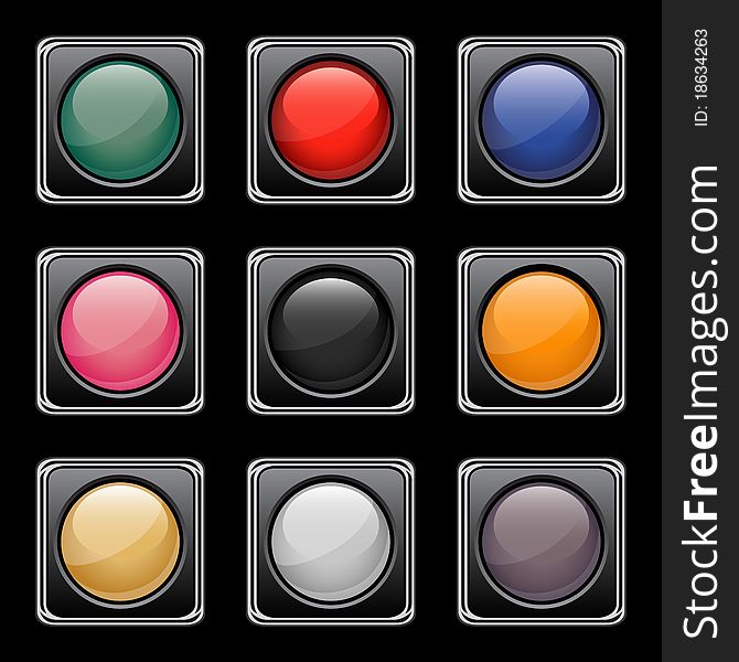 Glossy buttons set. Vector illustration.