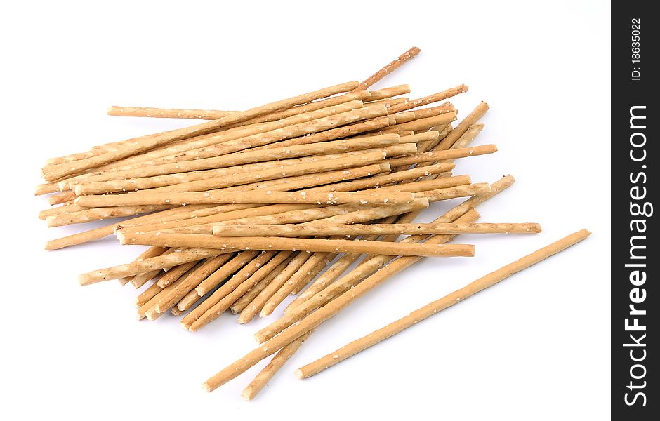 Salted sticks isolated on a white background