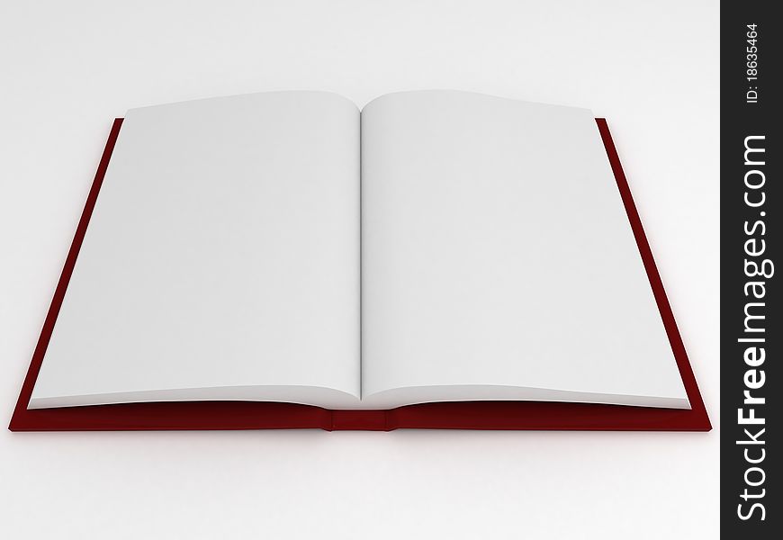 3d render of book with empty pages on white background