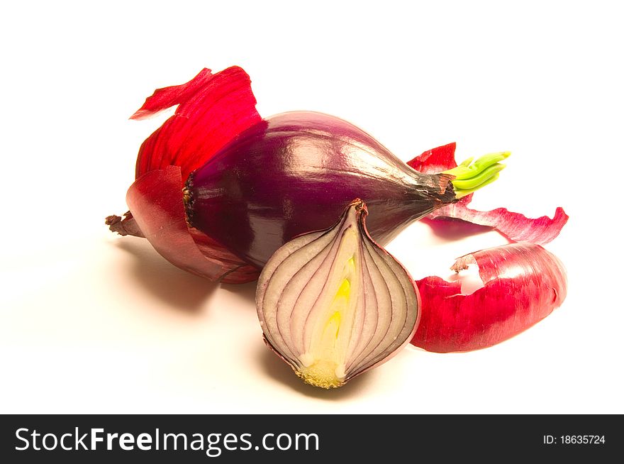 Two red onions close-up. Two red onions close-up