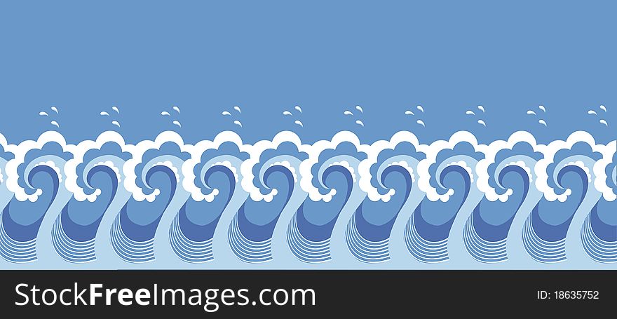 Waves decoration.Vector blue stylized design