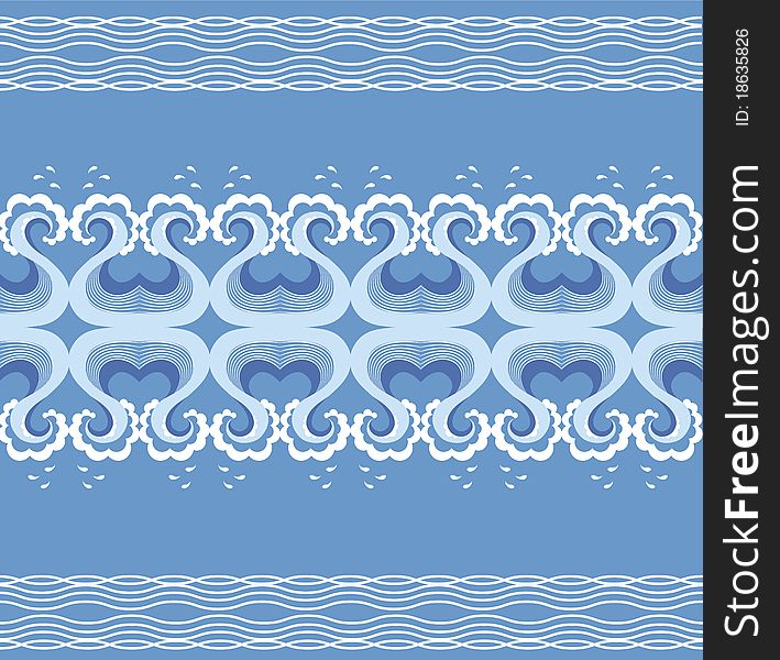 Waves decoration.Vector blue stylized design