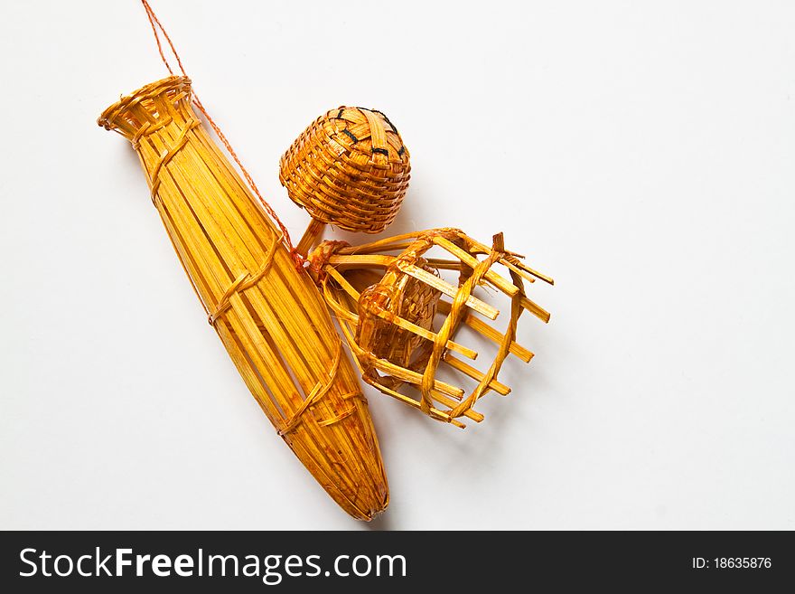 Set of small basketry for lucky on white background