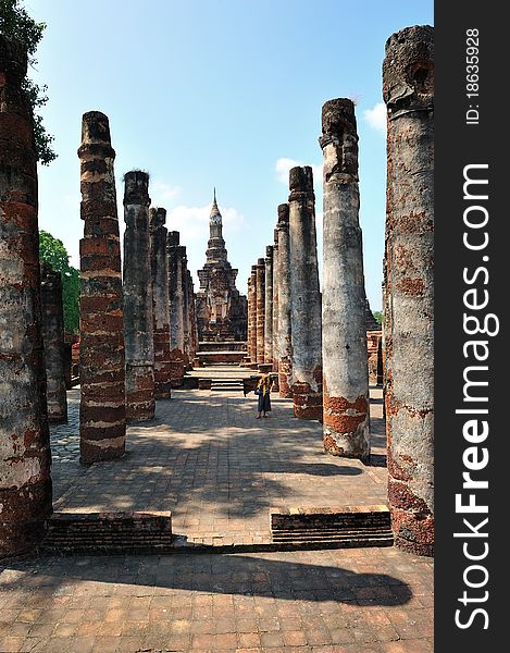 Ruin temple in Sukhothai historical park, Thailand