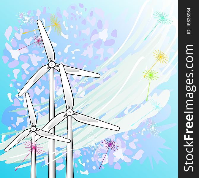 Background With Wind Turbines