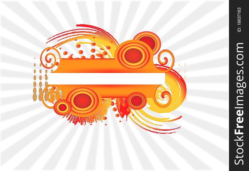 Orange banner with brushes and circles