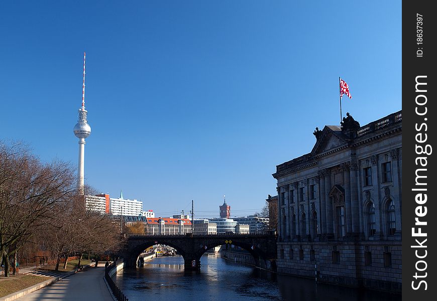 Museum island in Berlin with the TV tower. Museum island in Berlin with the TV tower