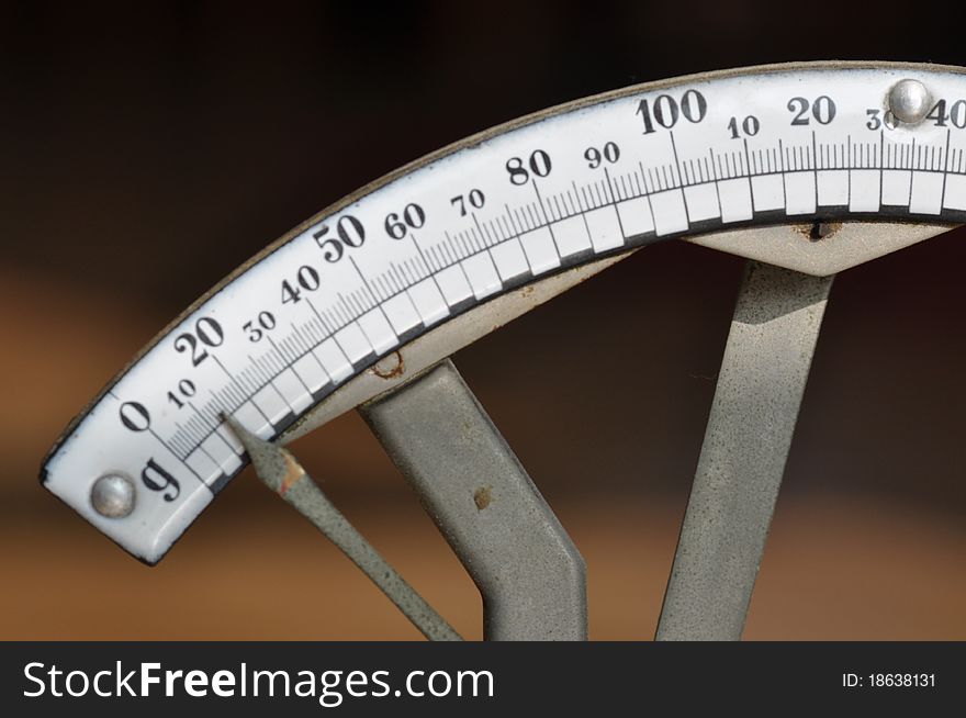 Scale detail of an old analog letter scales