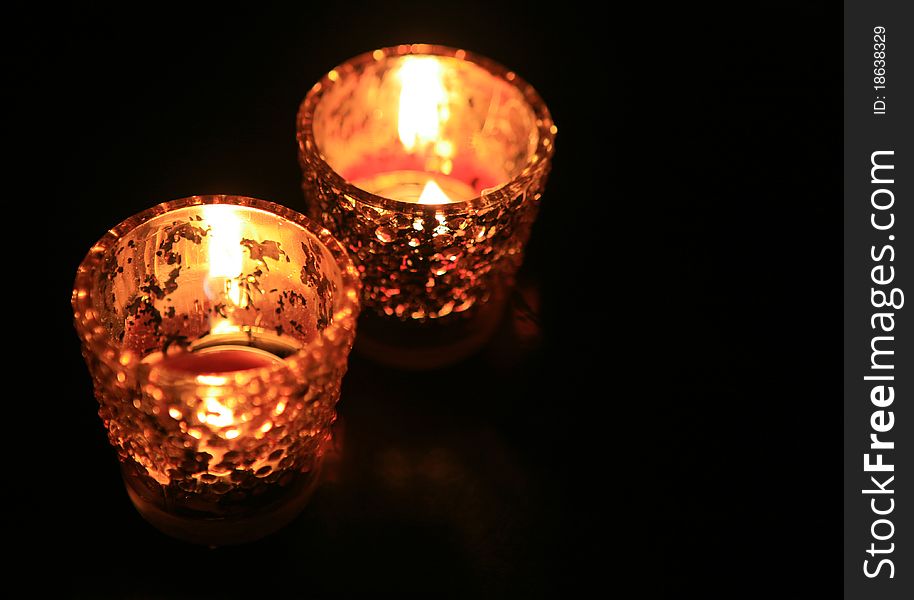 Candle In Dark Room
