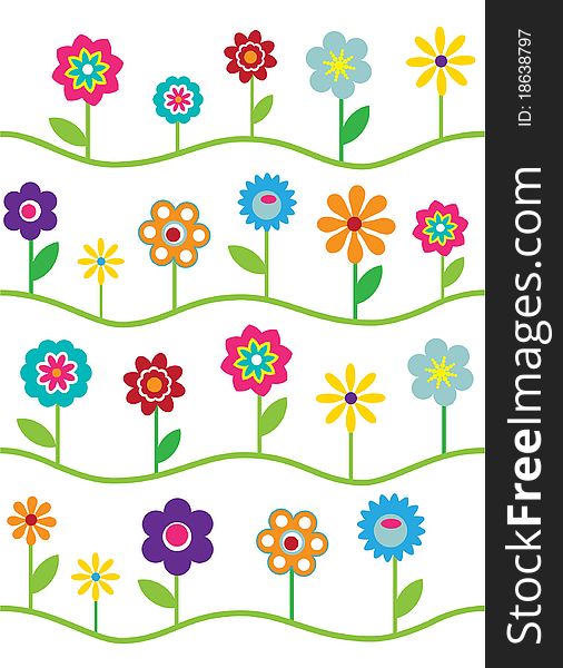Fresh seamless pattern with different flowers. Fresh seamless pattern with different flowers