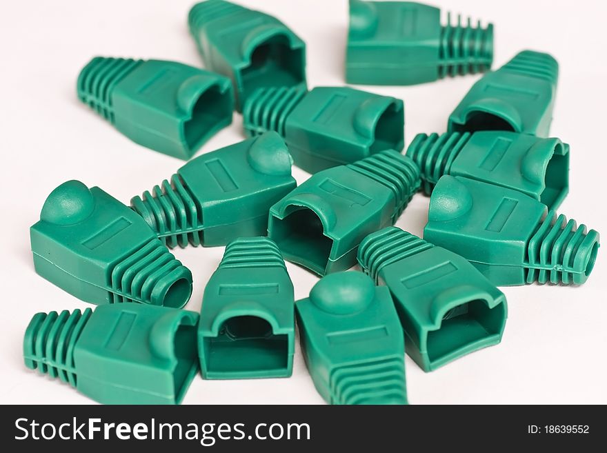 RJ45 cover on background/green object