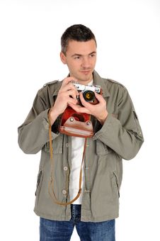 Young Photographer With Retro Film Camera Stock Photo Young Photographer With Retro Film Camera Stock Photo
