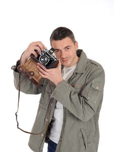 Young Photographer With Retro Film Camera Royalty Free Stock Photo