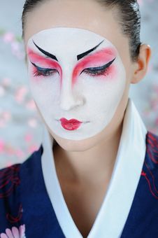 Japan Geisha Woman With Creative Make-up Royalty Free Stock Image Japan Geisha Woman With Creative Make-up Royalty Free Stock Image