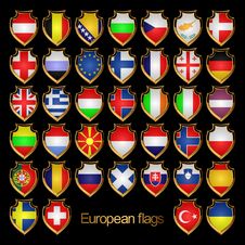 European Flags-badges. Stock Photo
