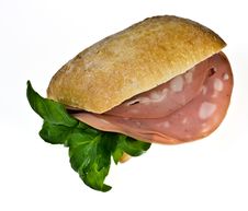 Bread Roll With Mortadella Stock Image