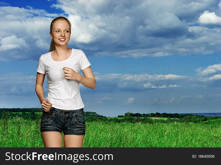 Running Young Woman