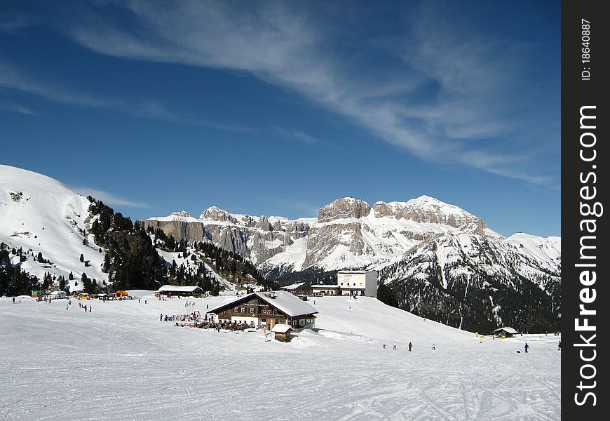 Panoramic View Of Winter Alps