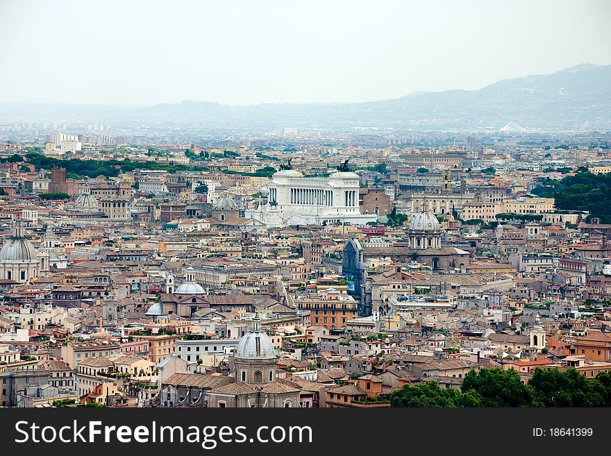 Beautiful panoramic view at Rome and Monument of Vittorio Emanuele II, Italy