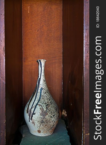 White earthenware in wooden box still-life style