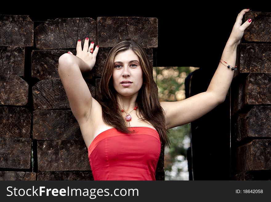 Beautiful woman with red dress