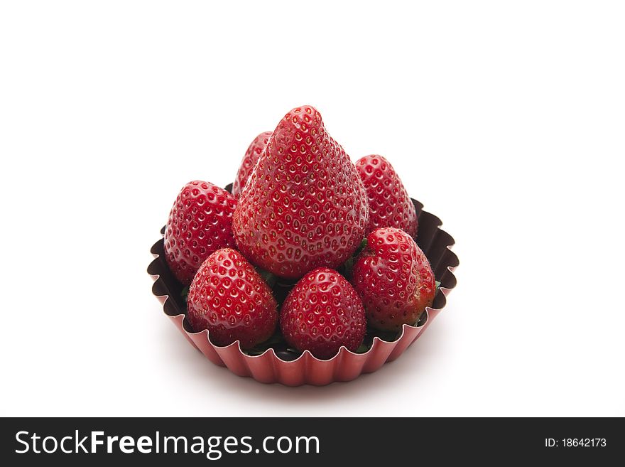 Strawberries in the back form of metal