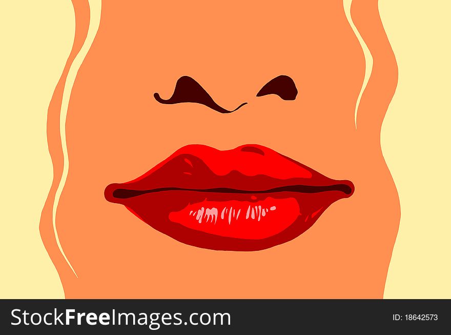 Pop art lips created by computer graphic