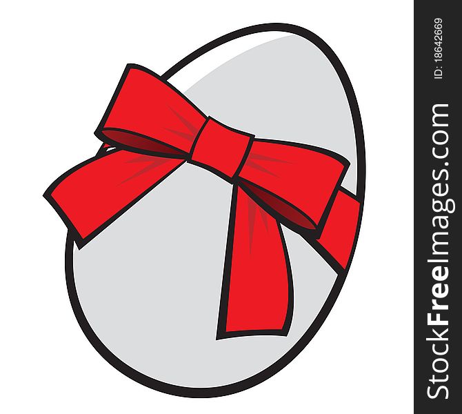 Easter egg with a red bow