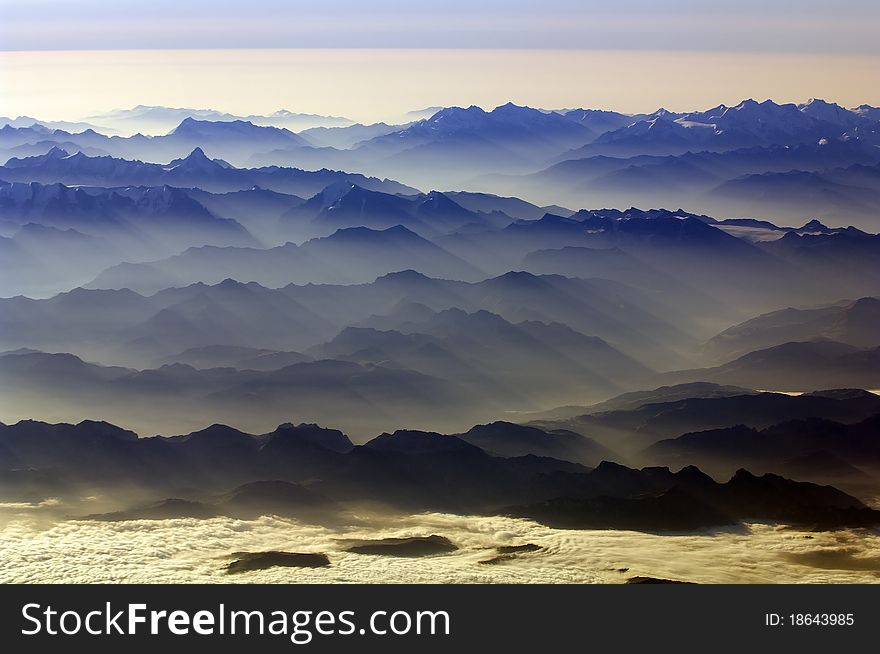 Aerial view of Italian Alps while climbing. Aerial view of Italian Alps while climbing