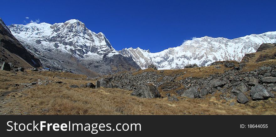 View of ABC and the surrounding Annapurna Himal range. View of ABC and the surrounding Annapurna Himal range