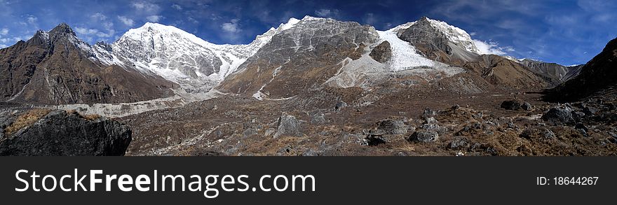 Panorama view of the Langtang Himal Range, Nepal