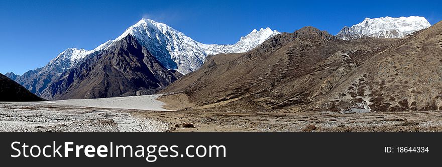 Panoramic view of the Langtang Himal Range, Nepal. Panoramic view of the Langtang Himal Range, Nepal