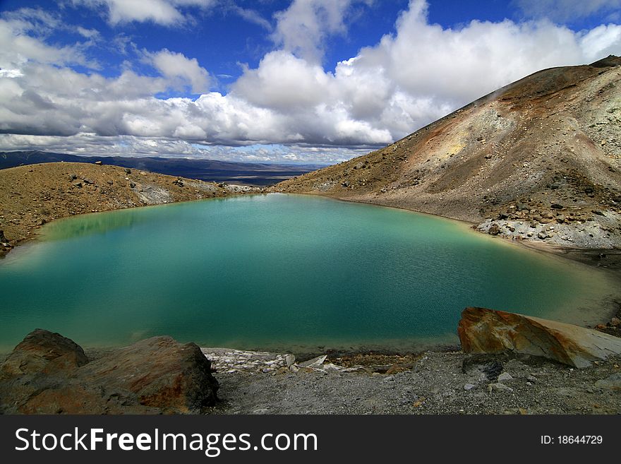 one of the stunning Emerald Lakes on the Tongariro Circuit, New Zealand