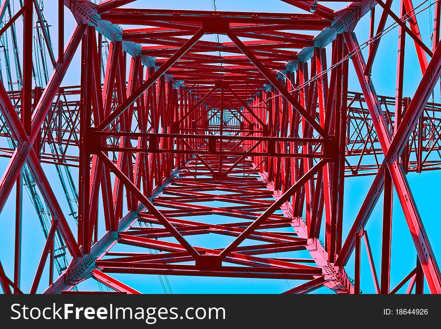 High voltage tower on a background of the sky