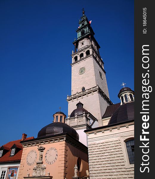 Tower among other buildings in the monastery of Jasna Gora in Czestochowa, Poland. Tower among other buildings in the monastery of Jasna Gora in Czestochowa, Poland