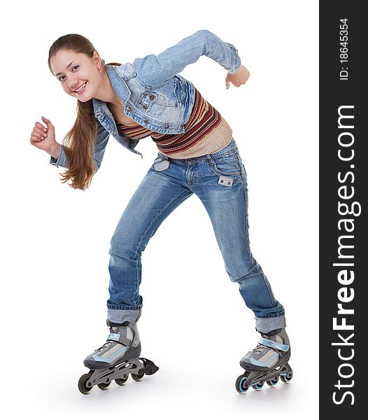 Portrait of sports girl on roller skates. Portrait of sports girl on roller skates